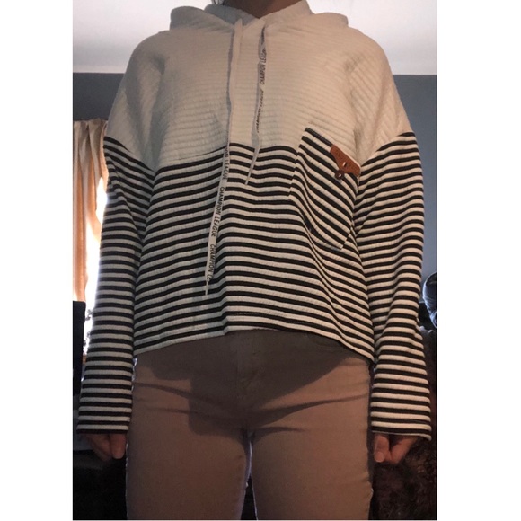 Half white half striped hoodie. - Picture 2 of 2